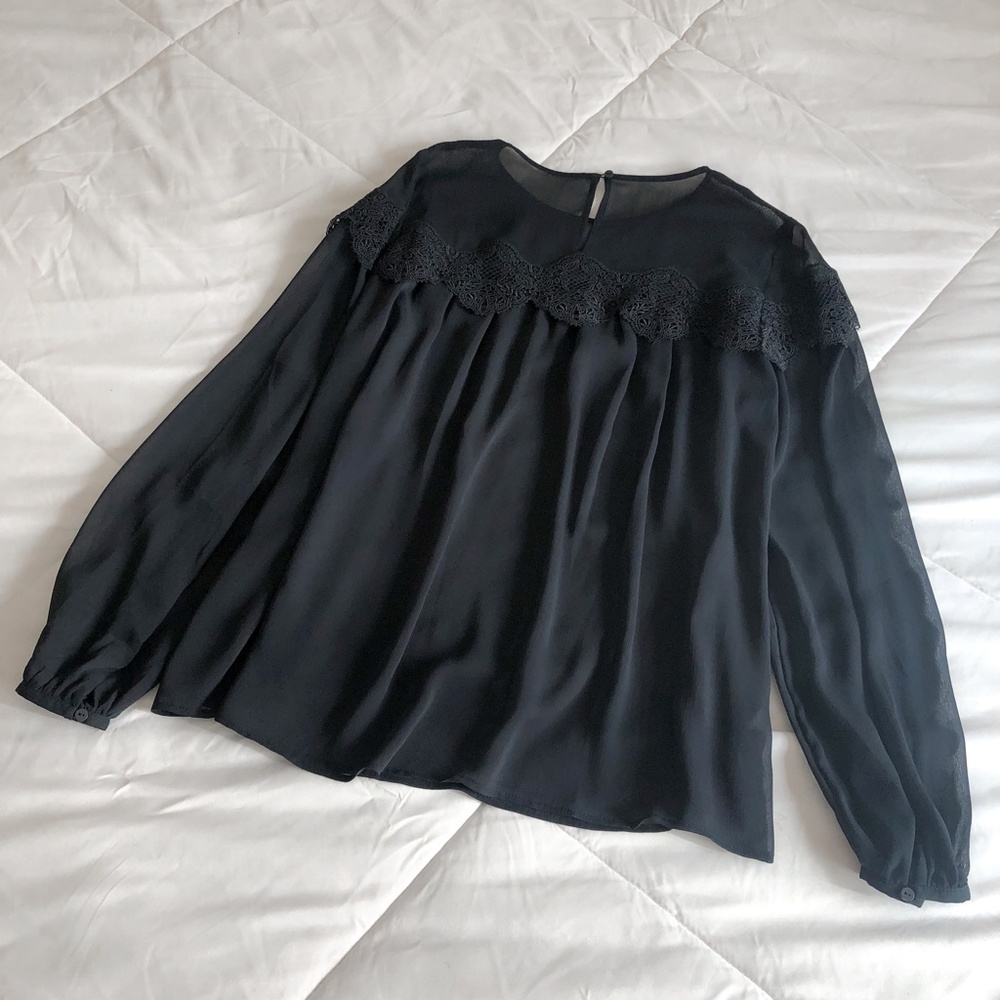A&F Chiffon Balloon Sleeve Blouse